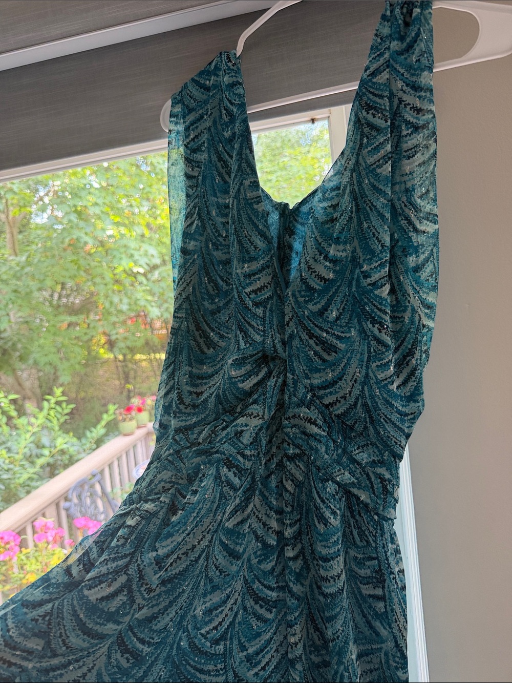 White House Black Market Teal Patterned Midi Dress